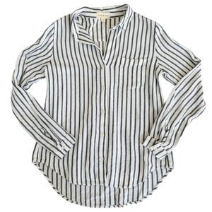 Cloth and Stone Stripe Button Shirt Womens XS White Black Minimalist French
